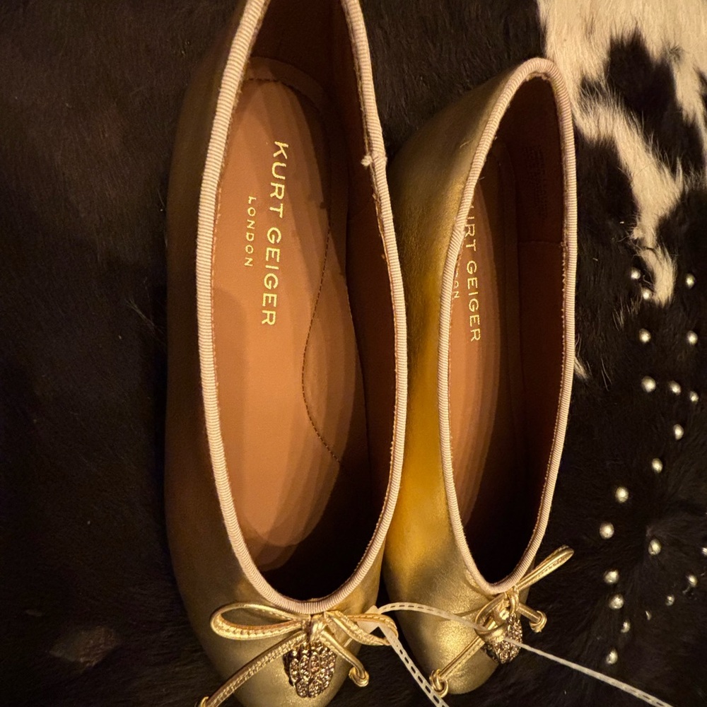 Kurt Geiger Gold Women's Flats with Bow Detail